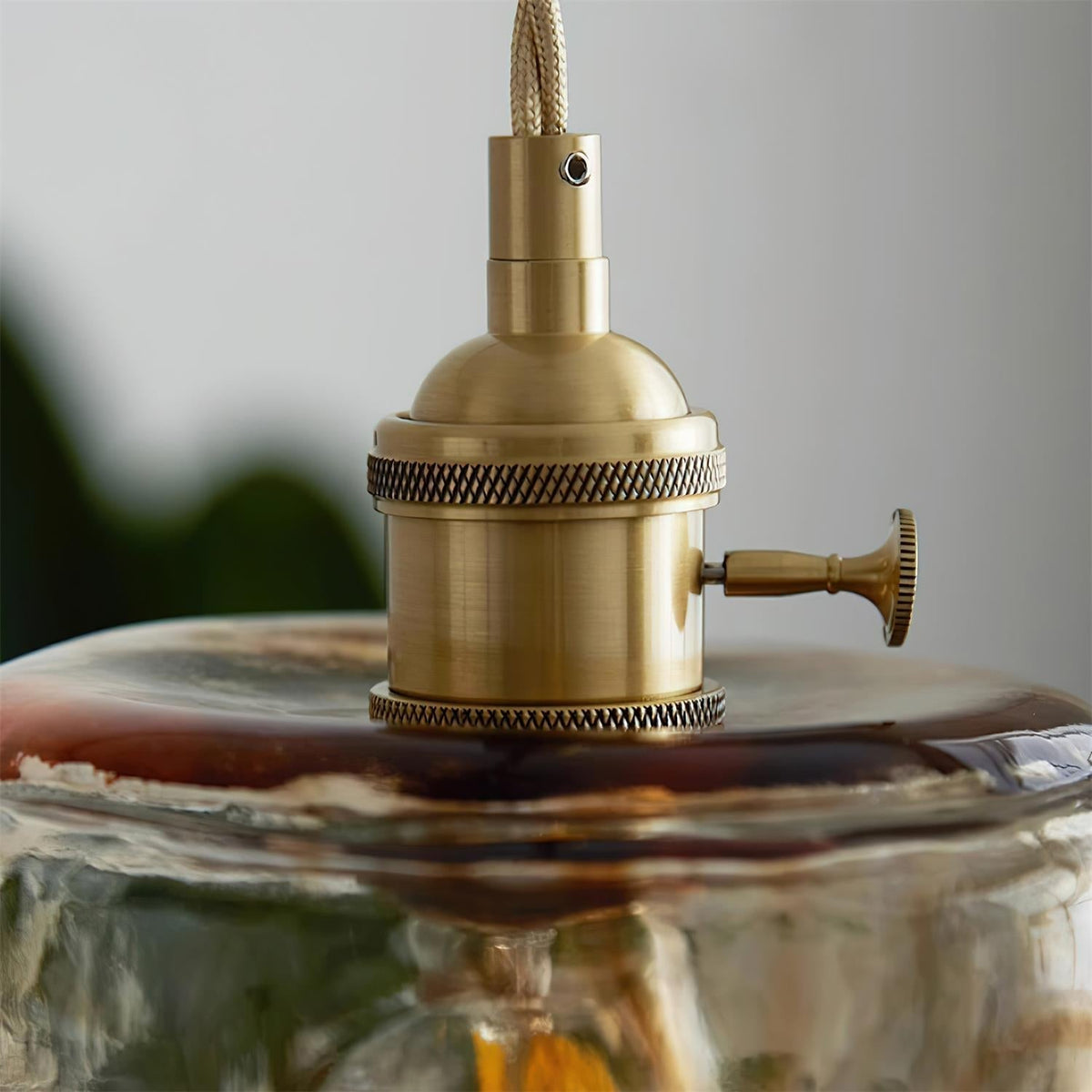 Velon Vintage Bernstein-Glas-Pendelleuchte
