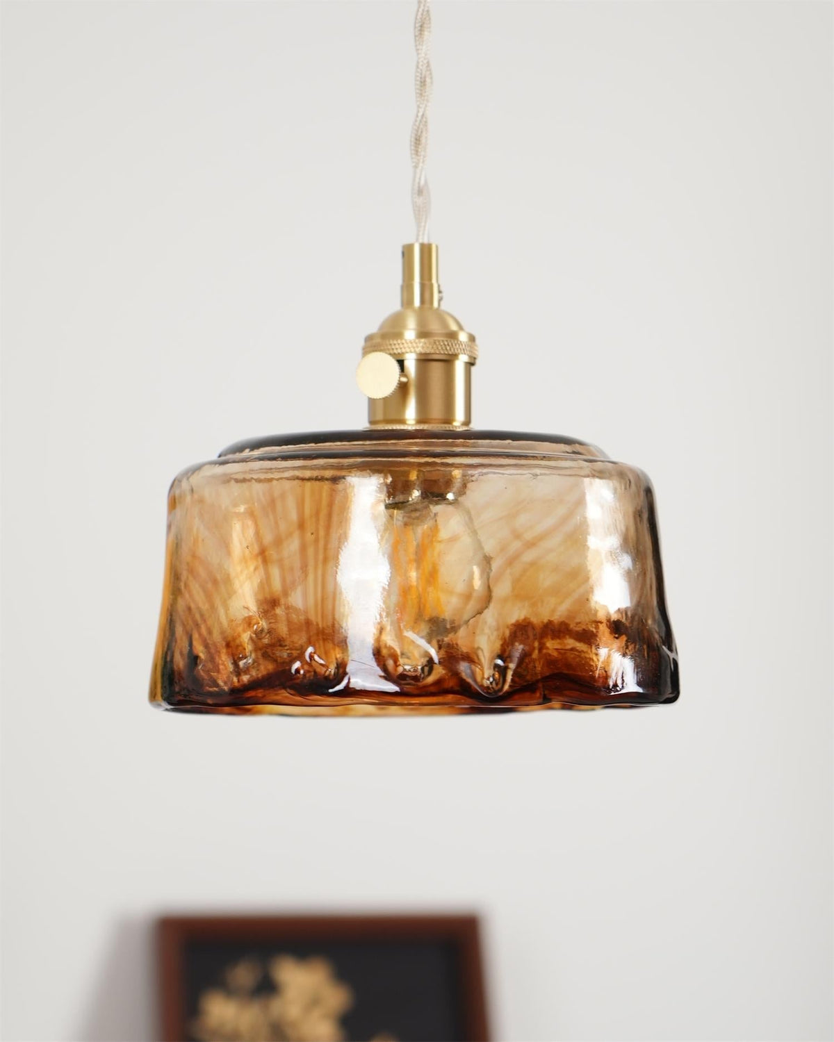 Velon Vintage Bernstein-Glas-Pendelleuchte