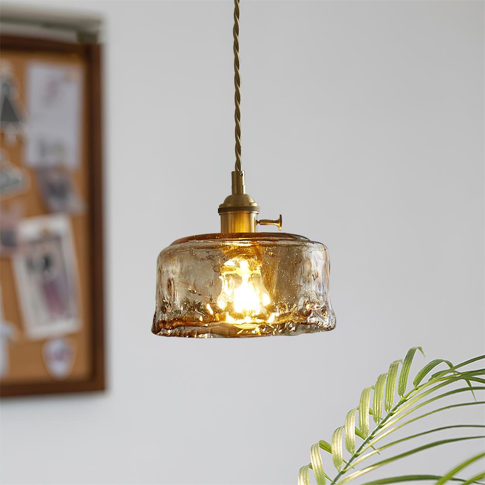 Velon Vintage Bernstein-Glas-Pendelleuchte
