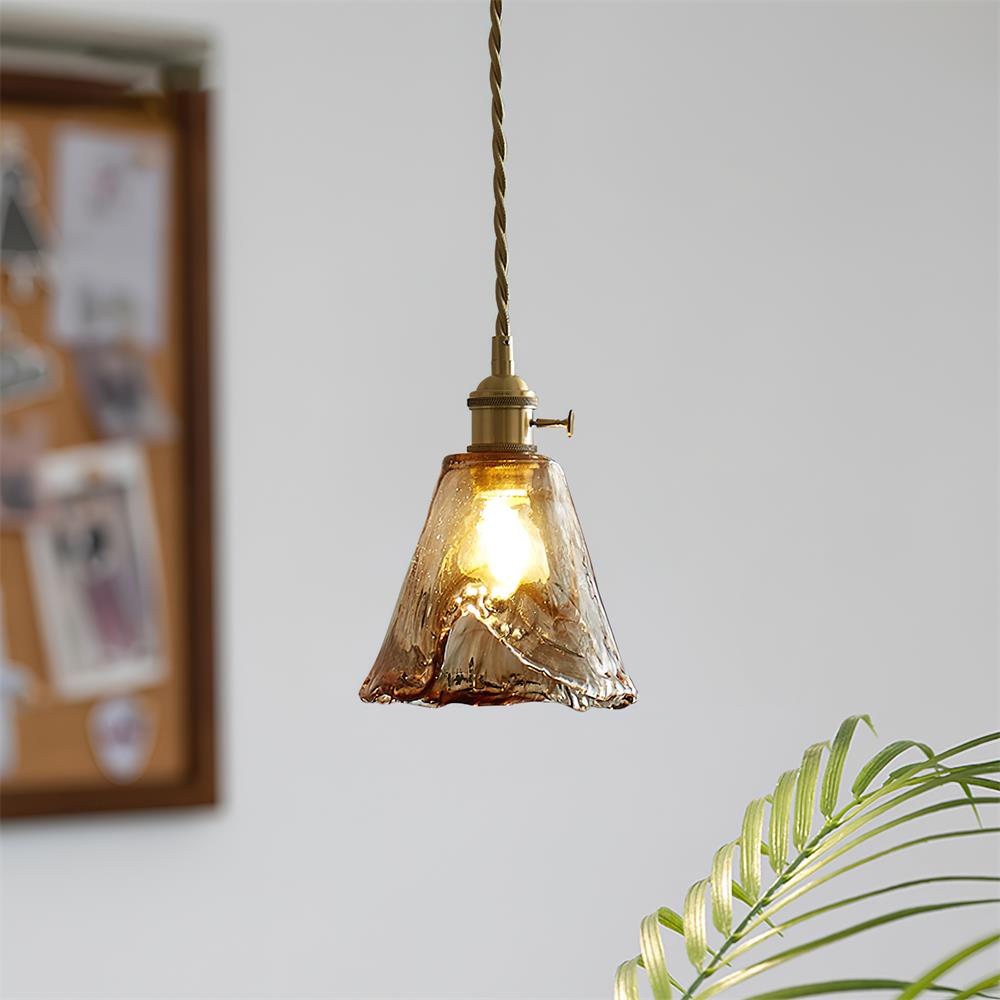 Velon Vintage Bernstein-Glas-Pendelleuchte
