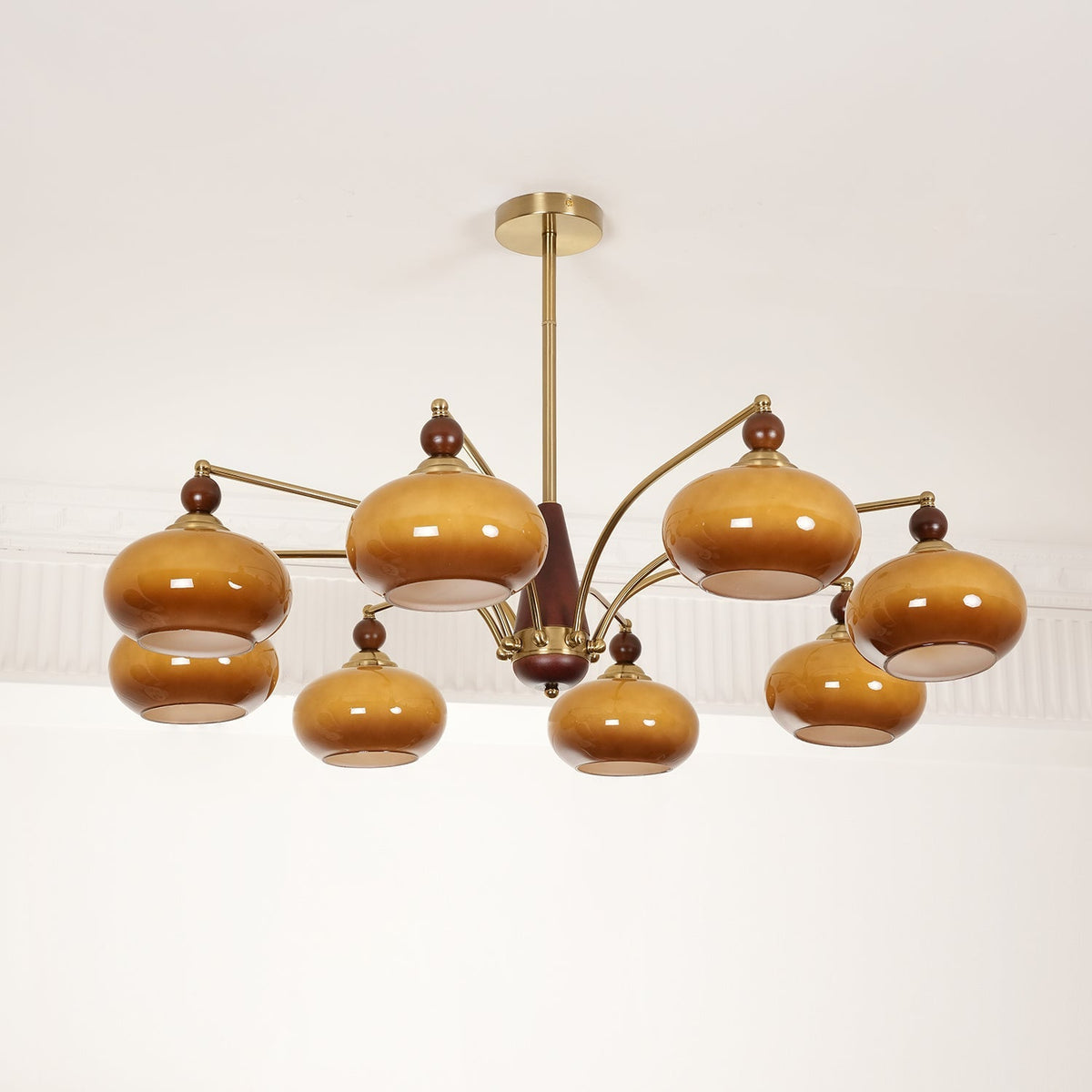 Vevely Pendelleuchte Retro Gelb Glas Messing