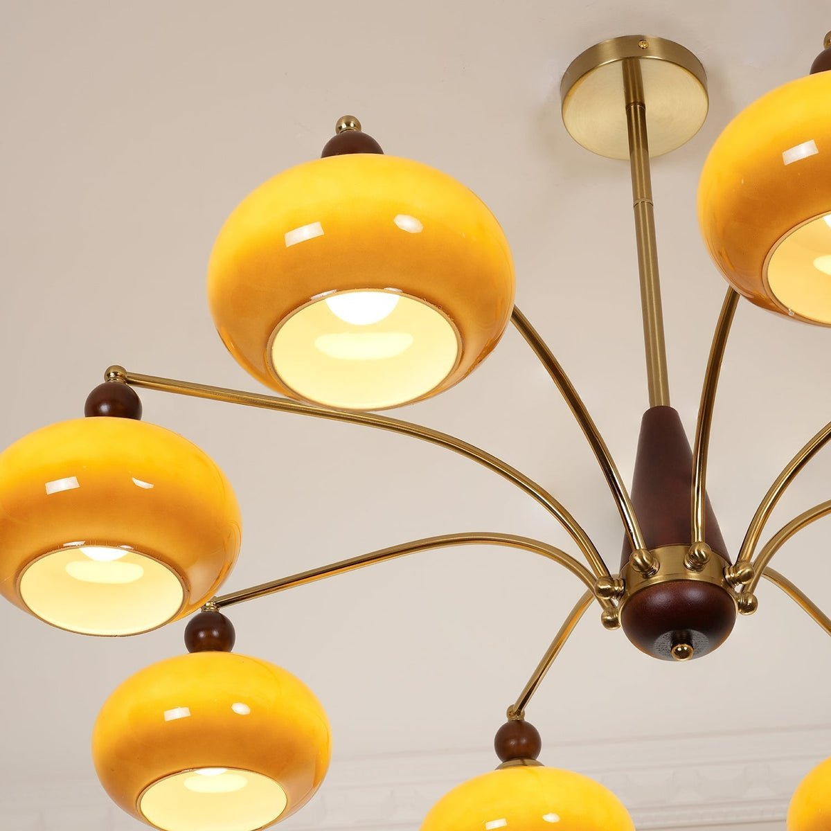 Vevely Pendelleuchte Retro Gelb Glas Messing