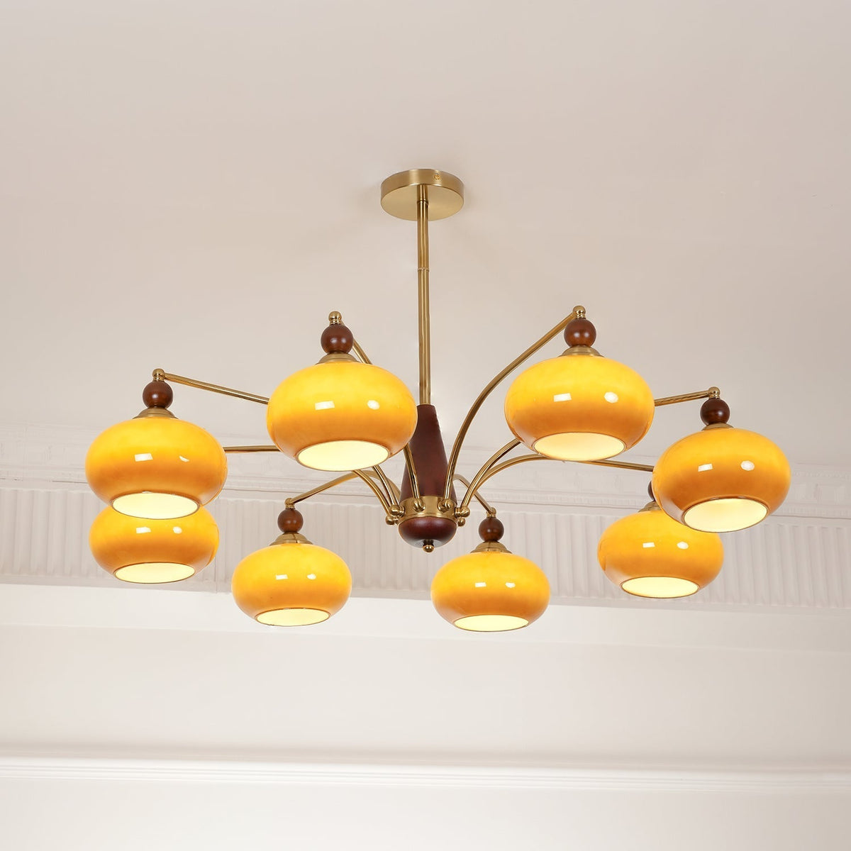 Vevely Pendelleuchte Retro Gelb Glas Messing