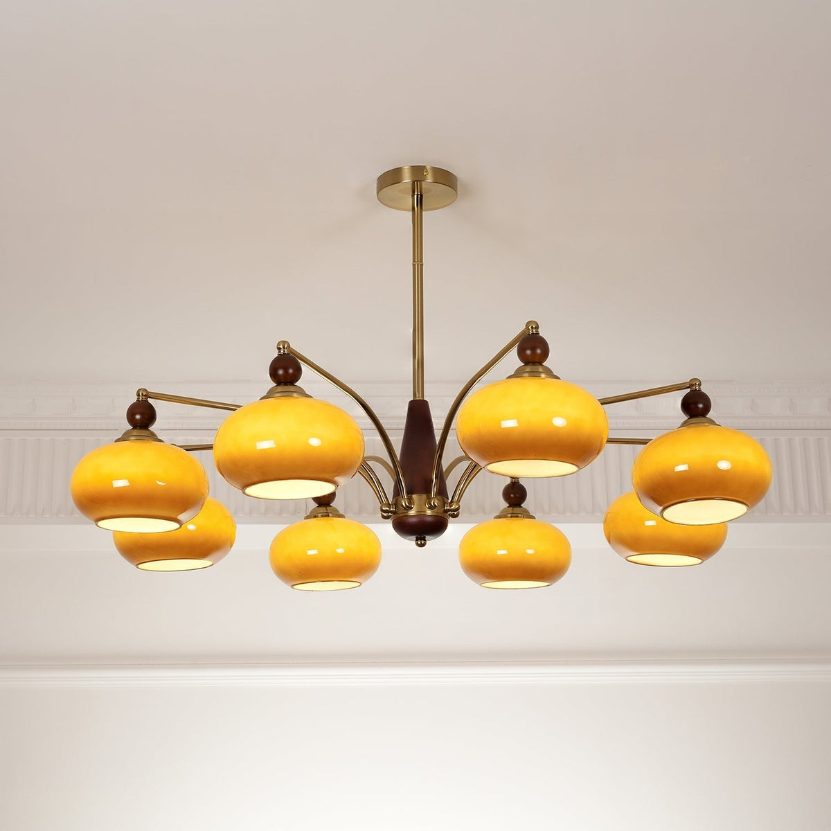 Vevely Pendelleuchte Retro Gelb Glas Messing