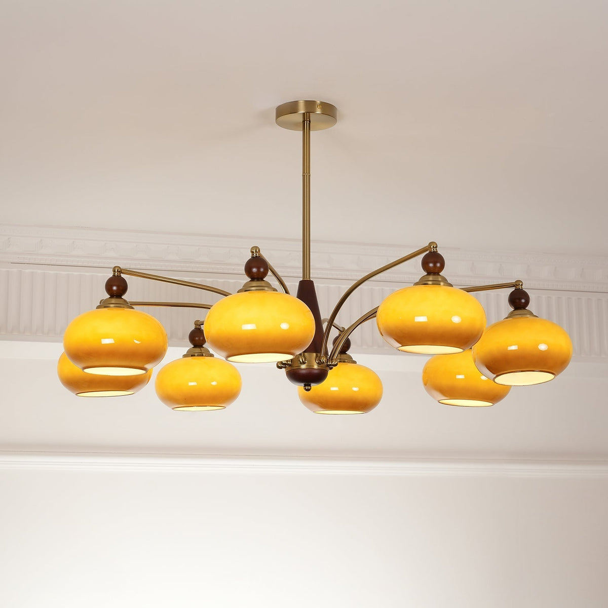 Vevely Pendelleuchte Retro Gelb Glas Messing