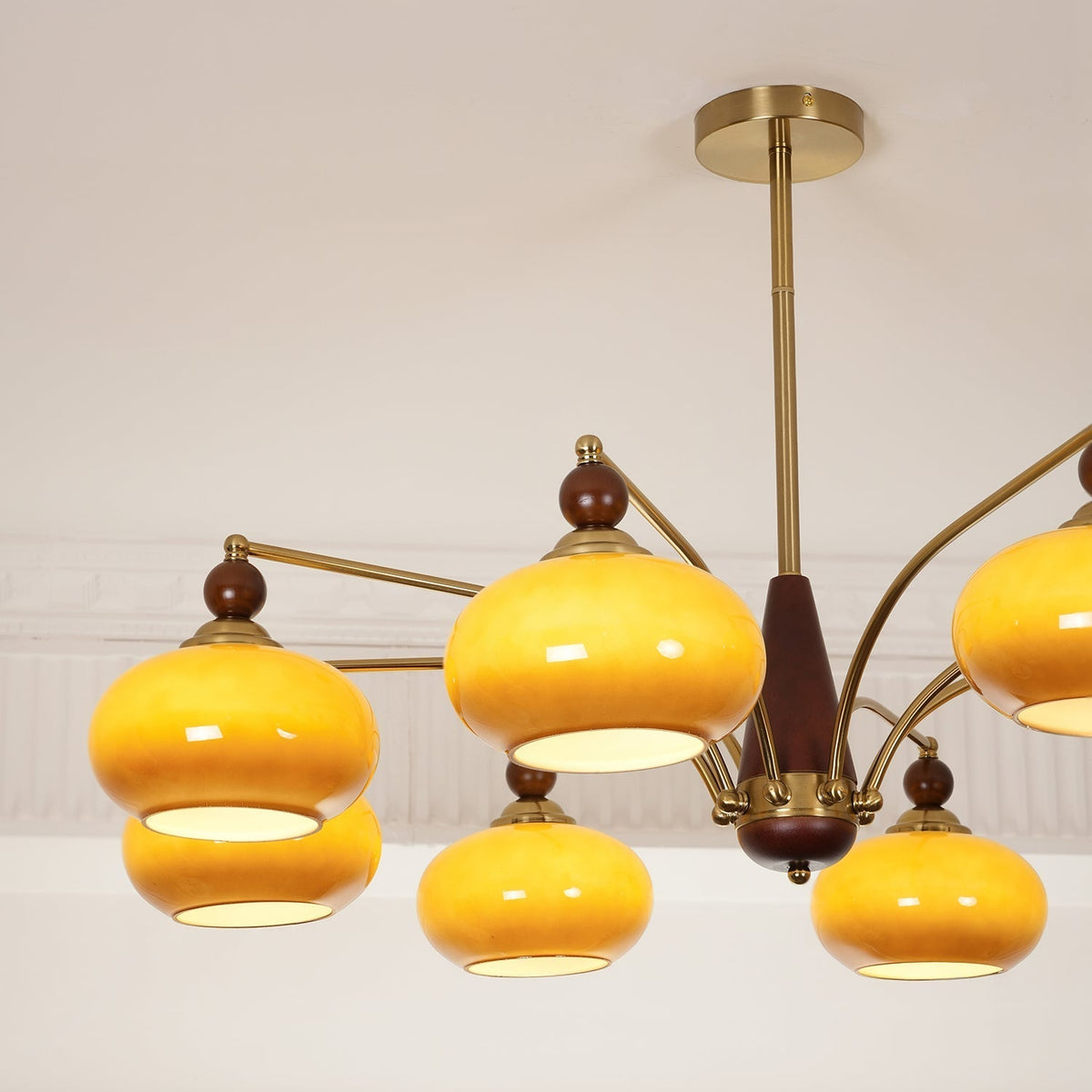 Vevely Pendelleuchte Retro Gelb Glas Messing