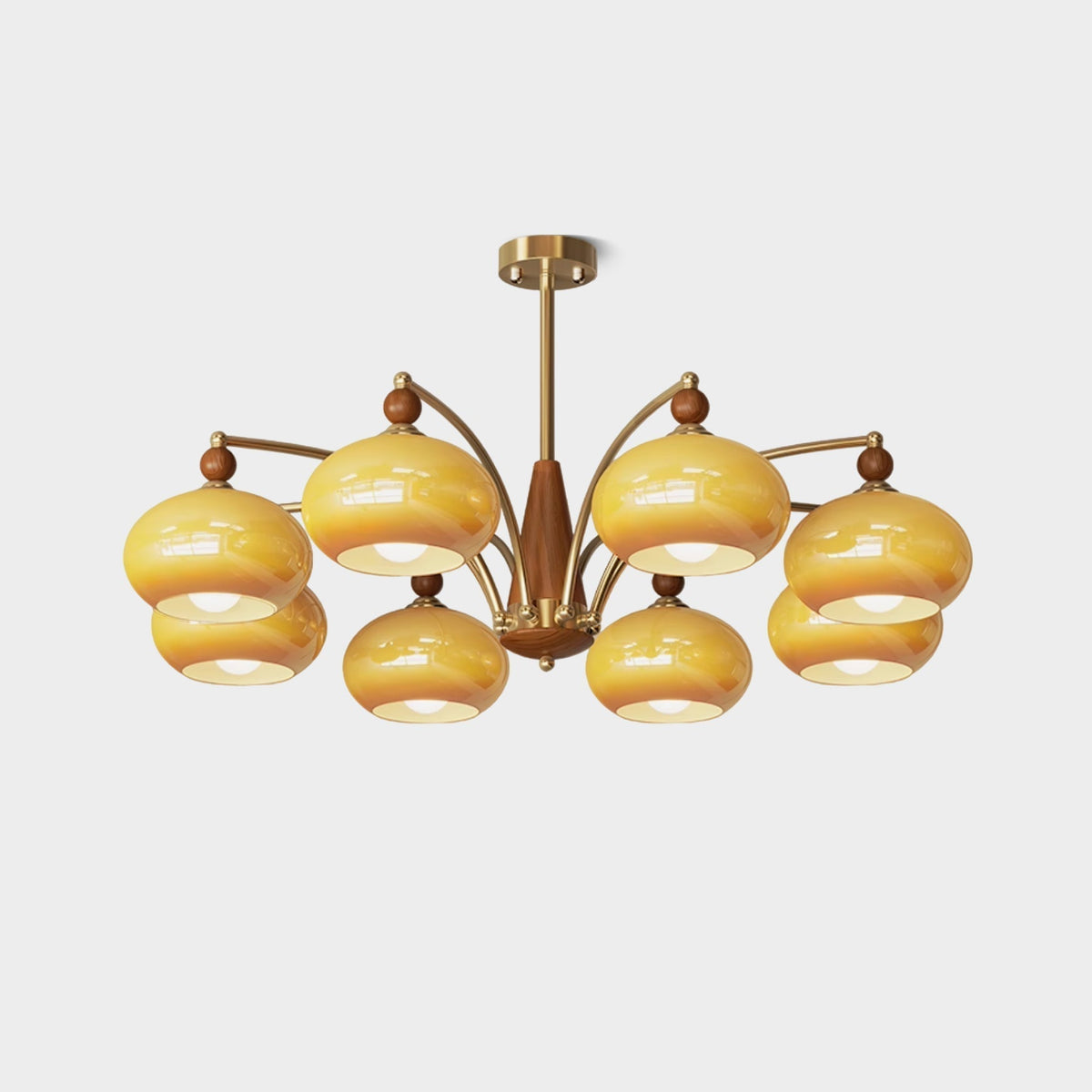 Vevely Pendelleuchte Retro Gelb Glas Messing