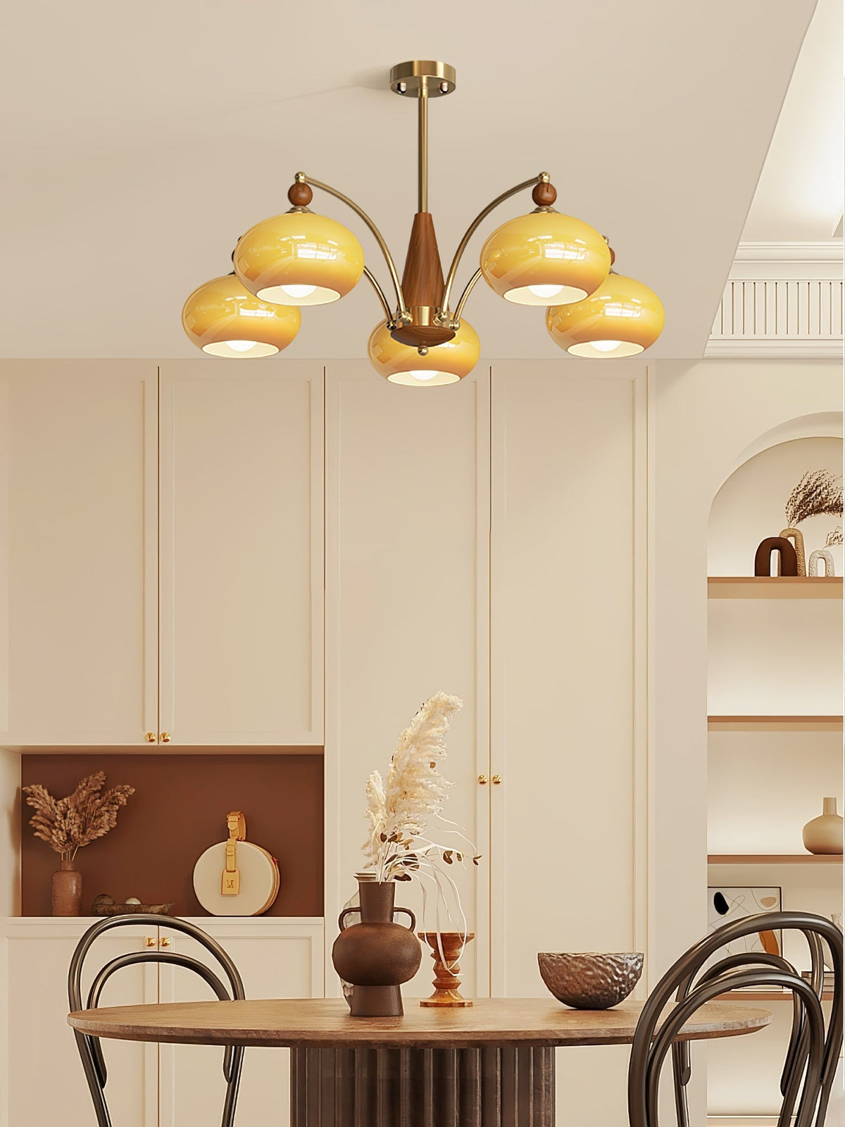 Vevely Pendelleuchte Retro Gelb Glas Messing