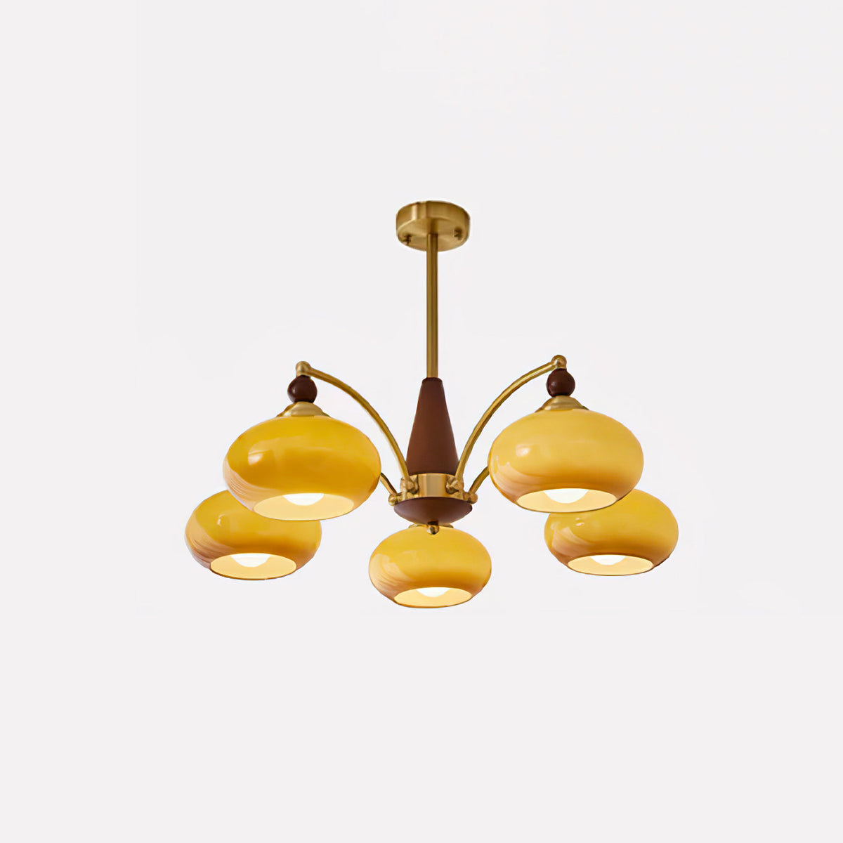 Vevely Pendelleuchte Retro Gelb Glas Messing