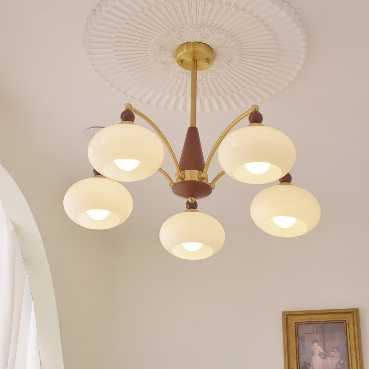 Vevely Pendelleuchte Retro Gelb Glas Messing