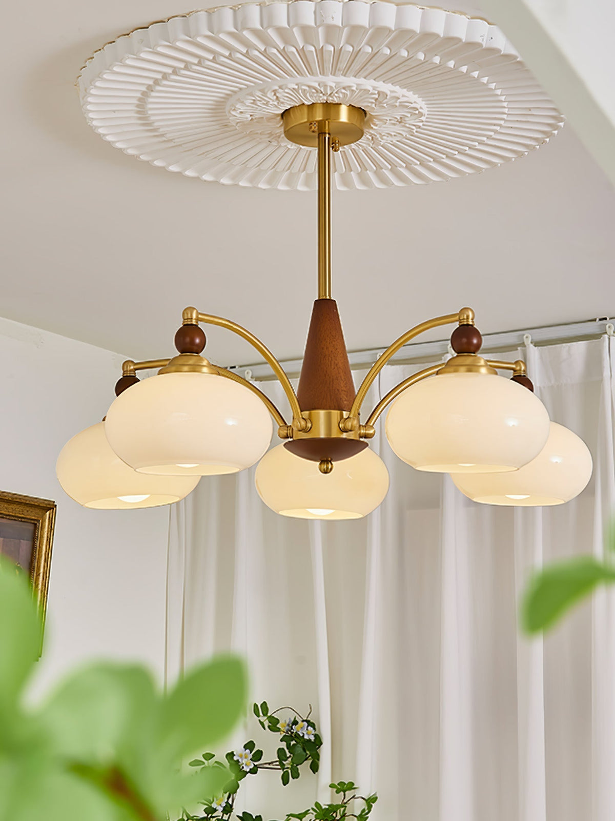 Vevely Pendelleuchte Retro Gelb Glas Messing