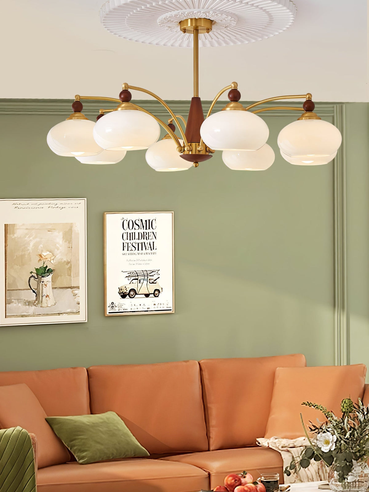 Vevely Pendelleuchte Retro Gelb Glas Messing