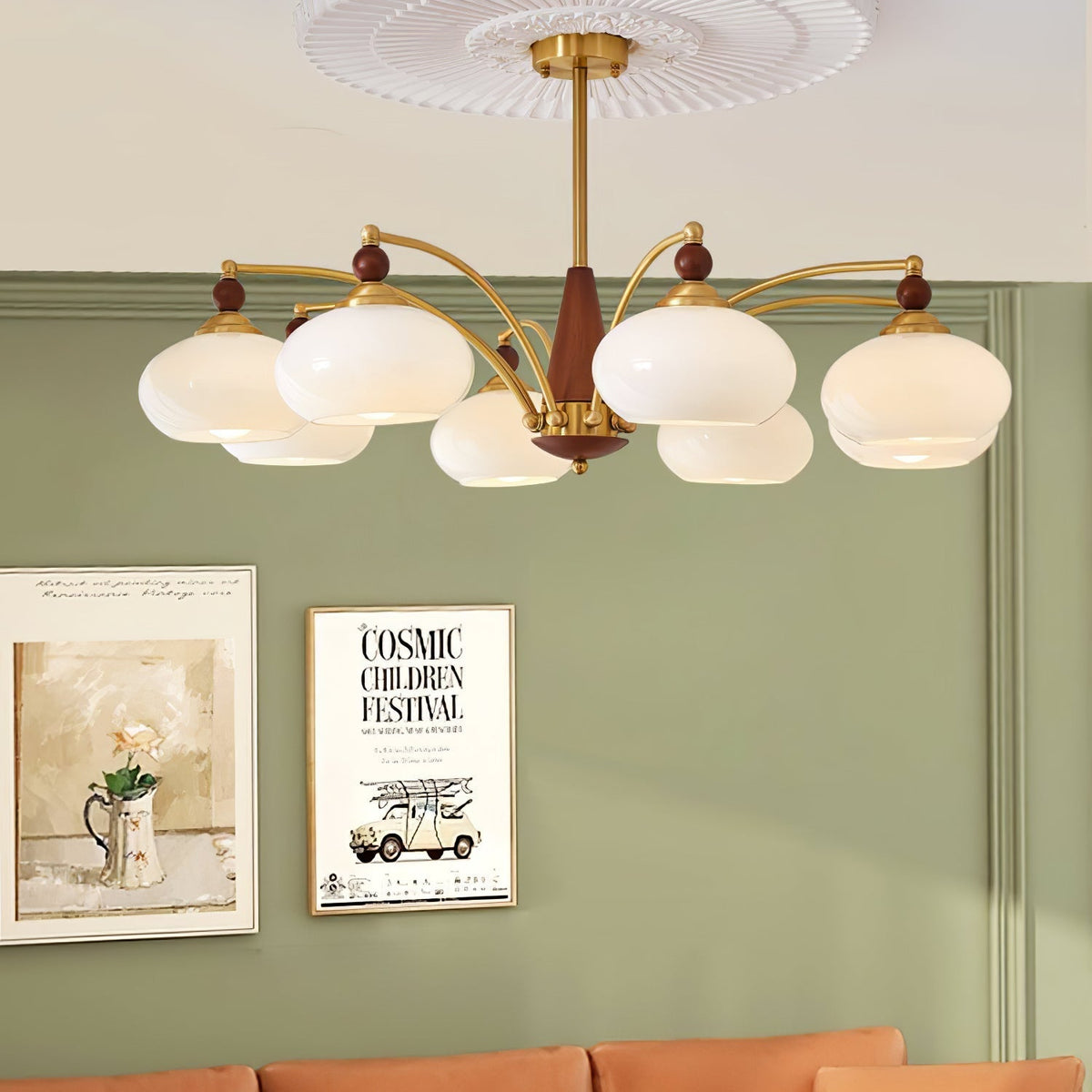 Vevely Pendelleuchte Retro Gelb Glas Messing