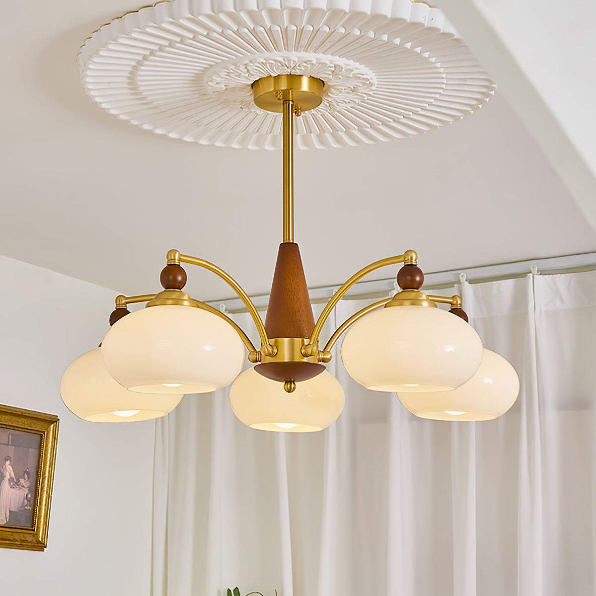 Vevely Pendelleuchte Retro Gelb Glas Messing