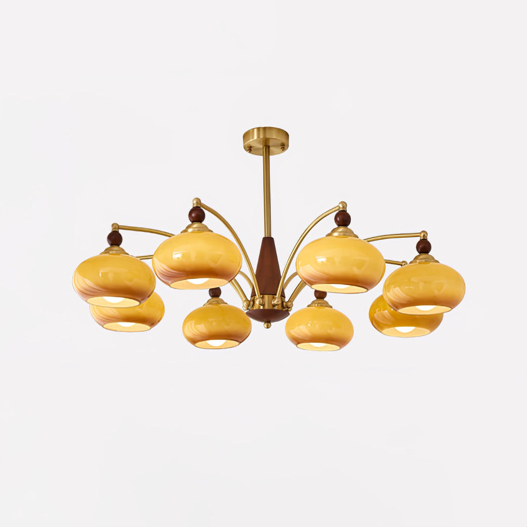 Vevely Pendelleuchte Retro Gelb Glas Messing