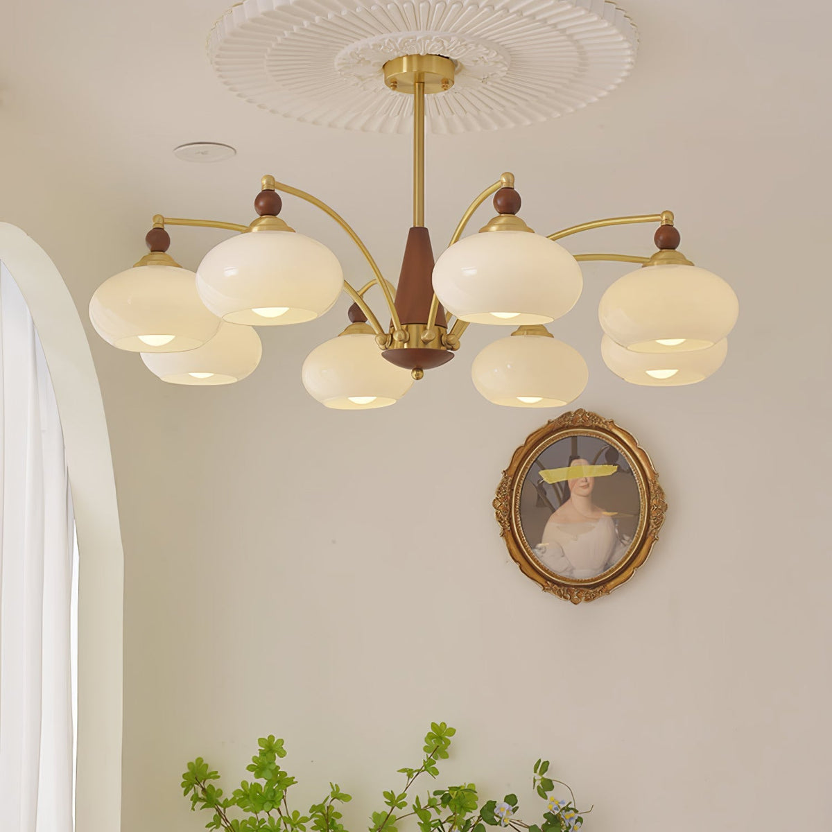 Vevely Pendelleuchte Retro Gelb Glas Messing