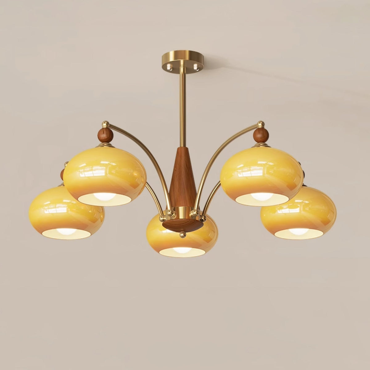 Vevely Pendelleuchte Retro Gelb Glas Messing