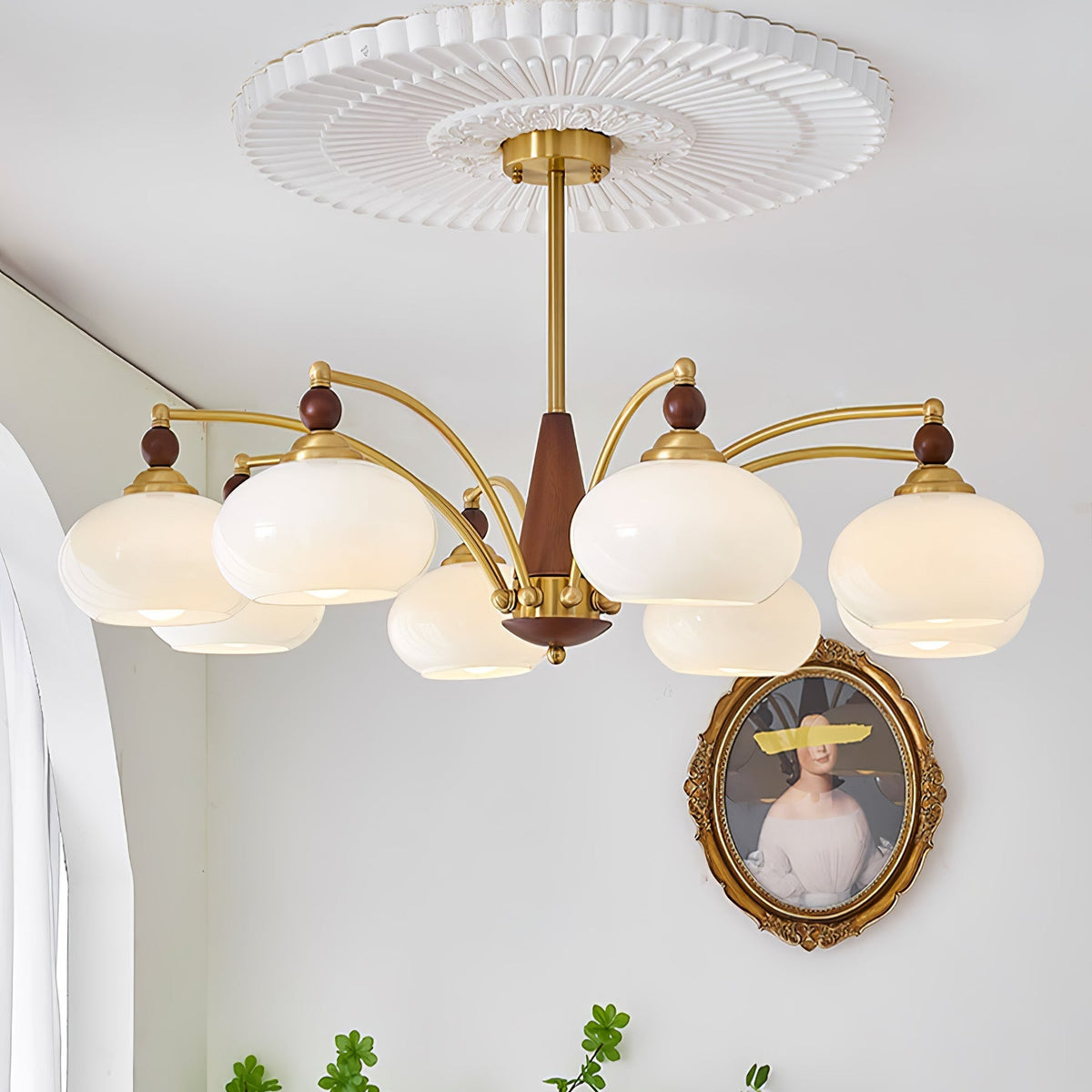 Vevely Pendelleuchte Retro Gelb Glas Messing
