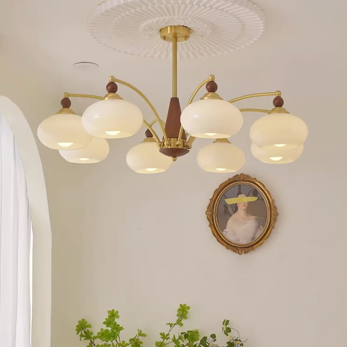 Vevely Pendelleuchte Retro Gelb Glas Messing