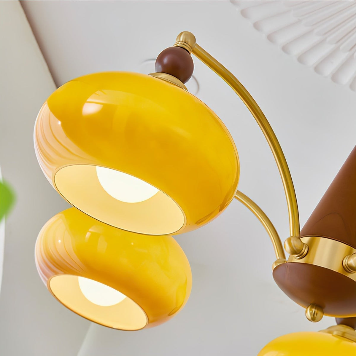 Vevely Pendelleuchte Retro Gelb Glas Messing