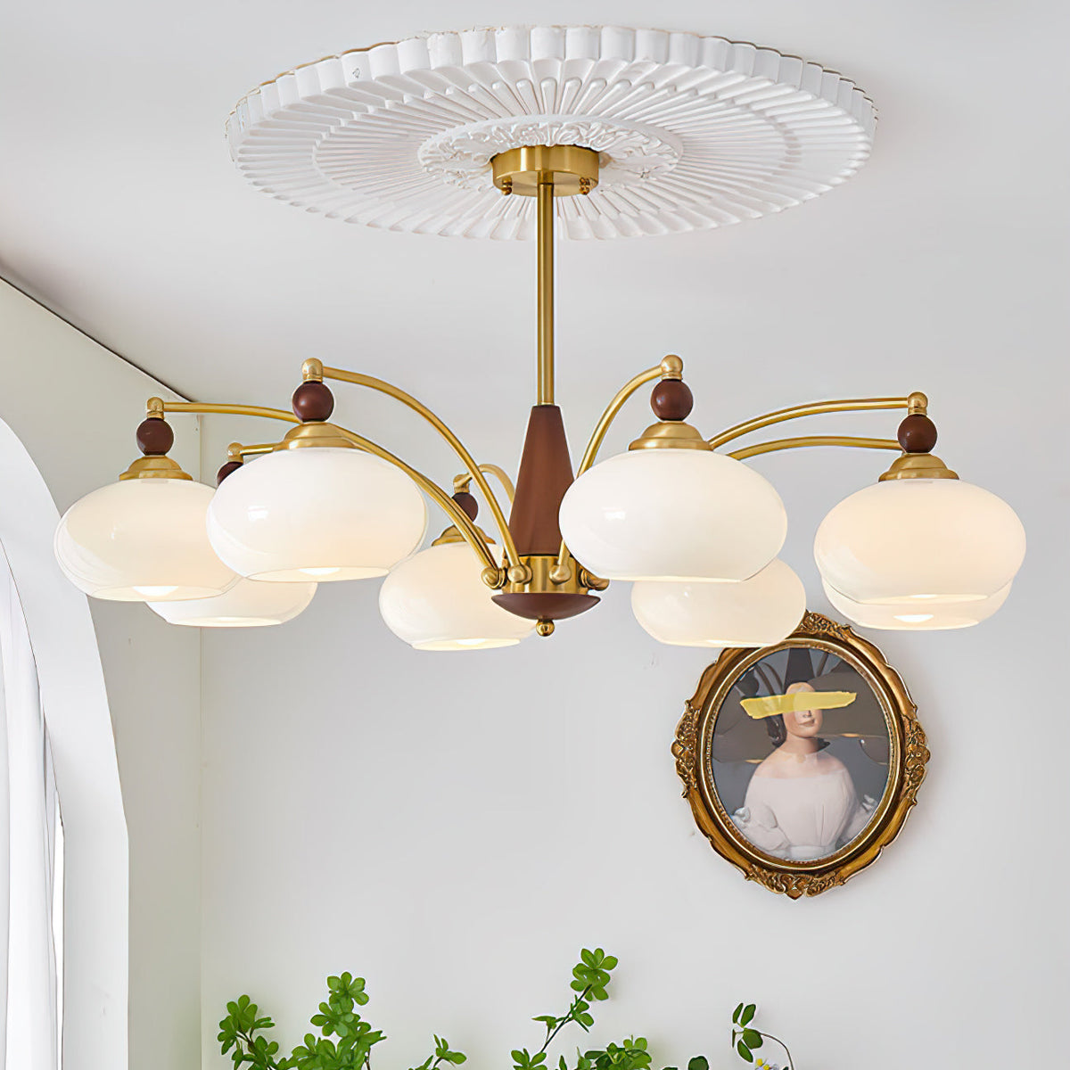 Vevely Pendelleuchte Retro Gelb Glas Messing