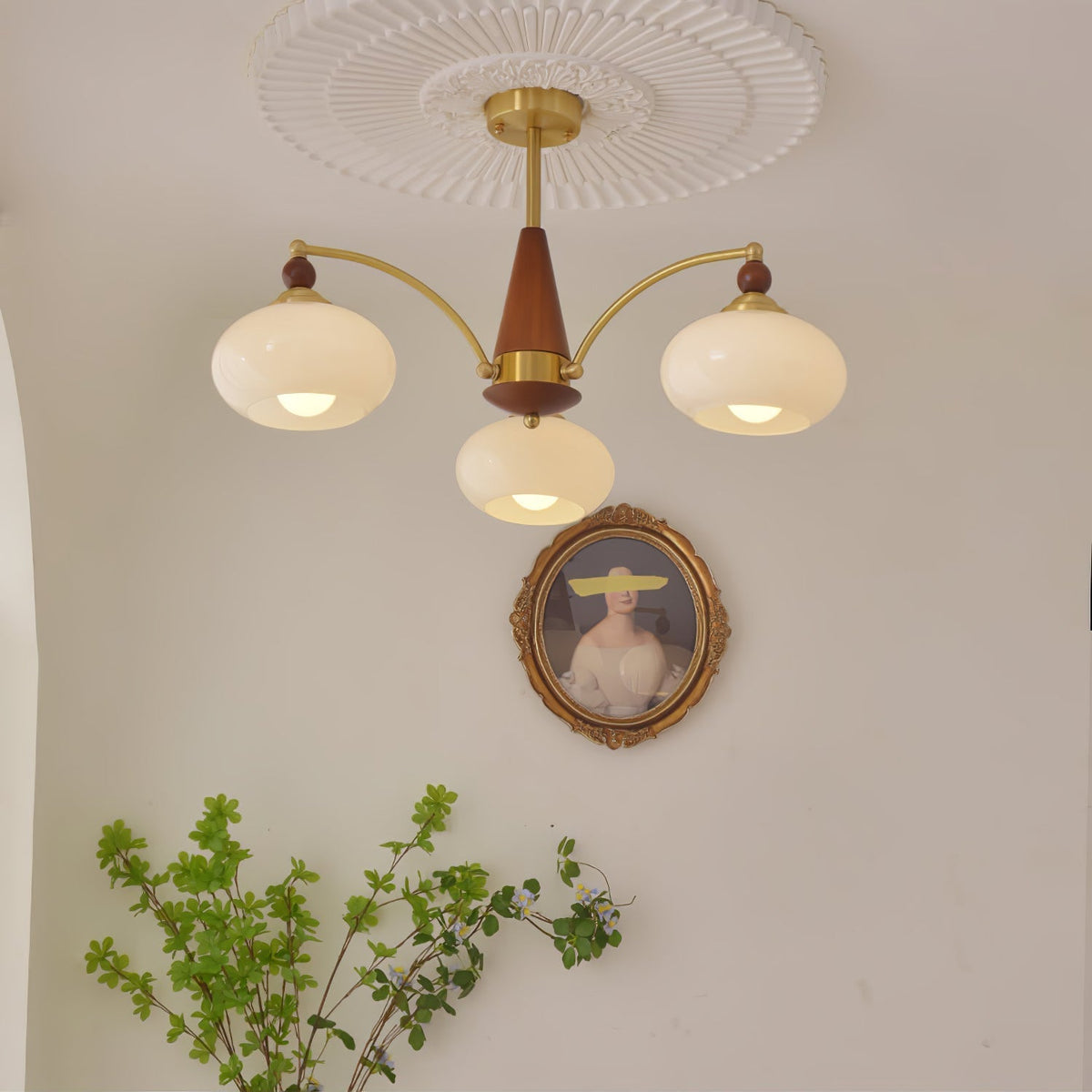 Vevely Pendelleuchte Retro Gelb Glas Messing