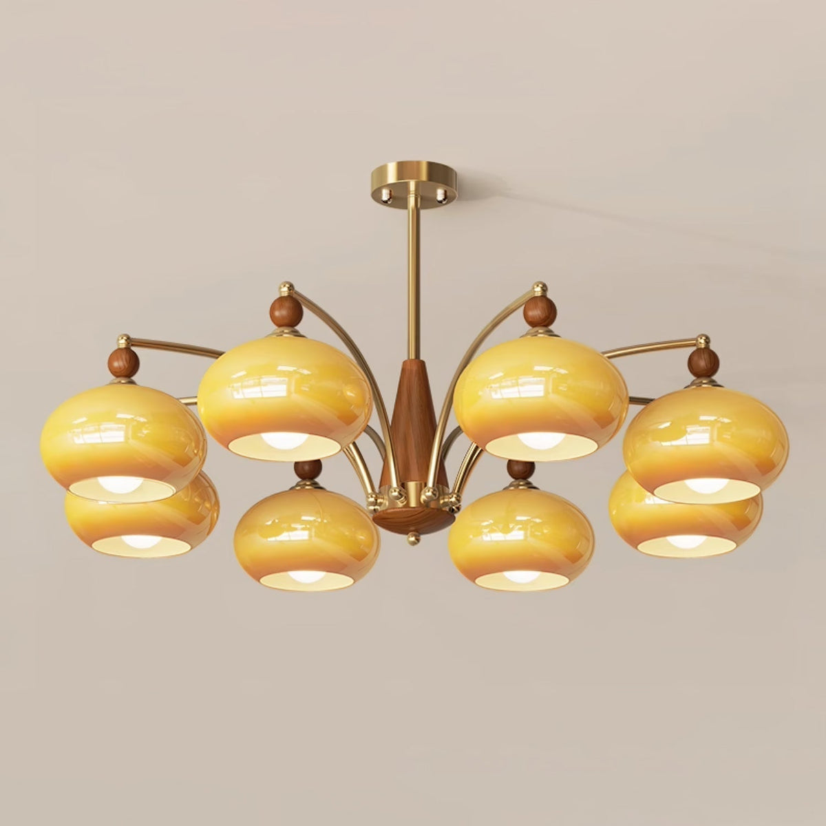 Vevely Pendelleuchte Retro Gelb Glas Messing