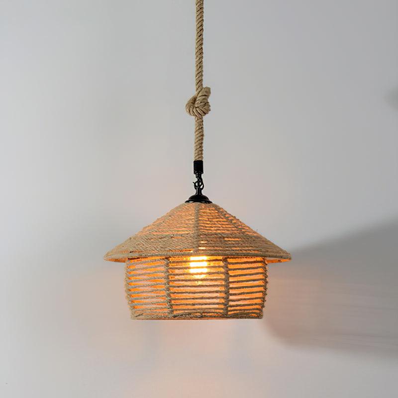 Yavmis Retro Hanfseil exquisite Pendelleuchte