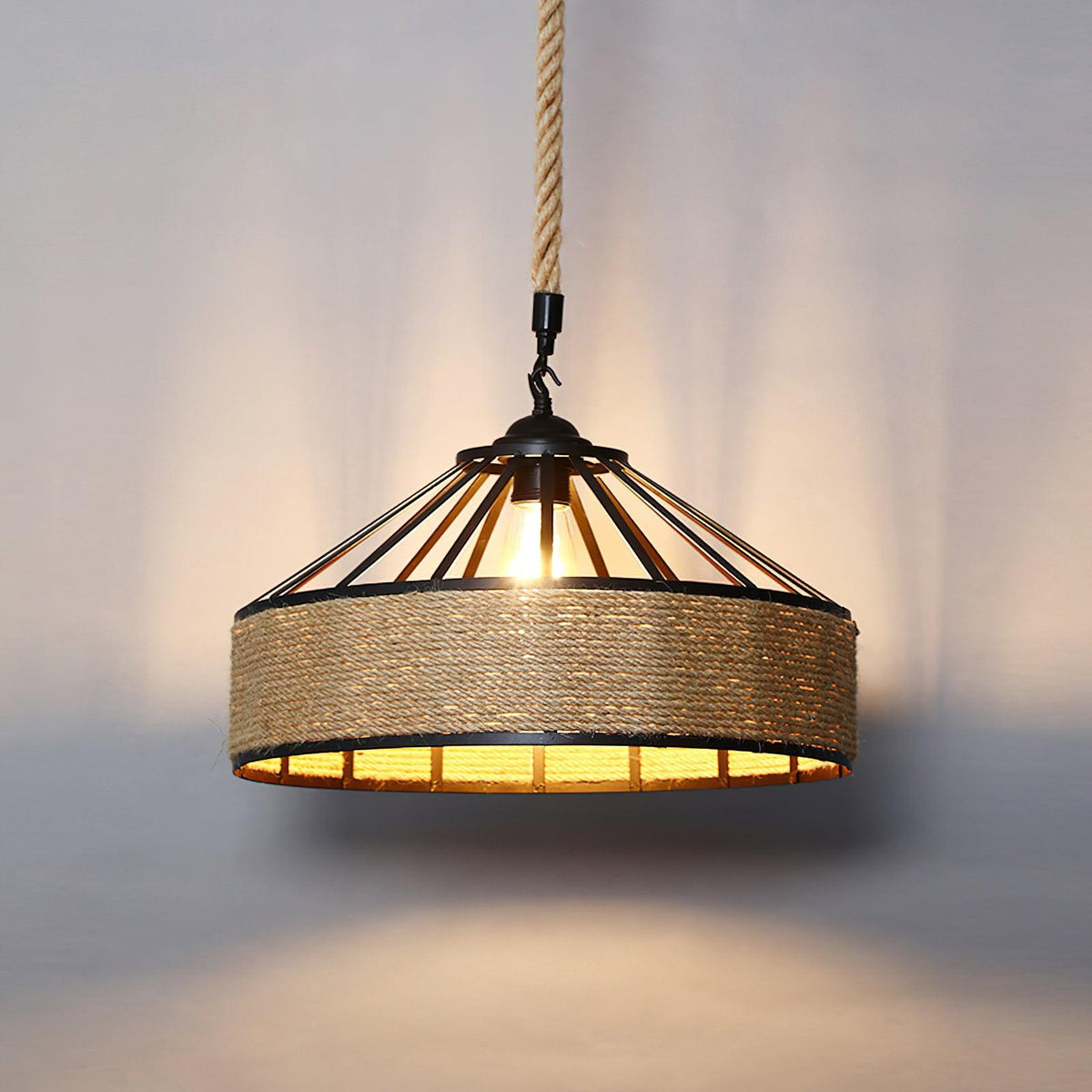 Yavmis Retro Hanfseil exquisite Pendelleuchte