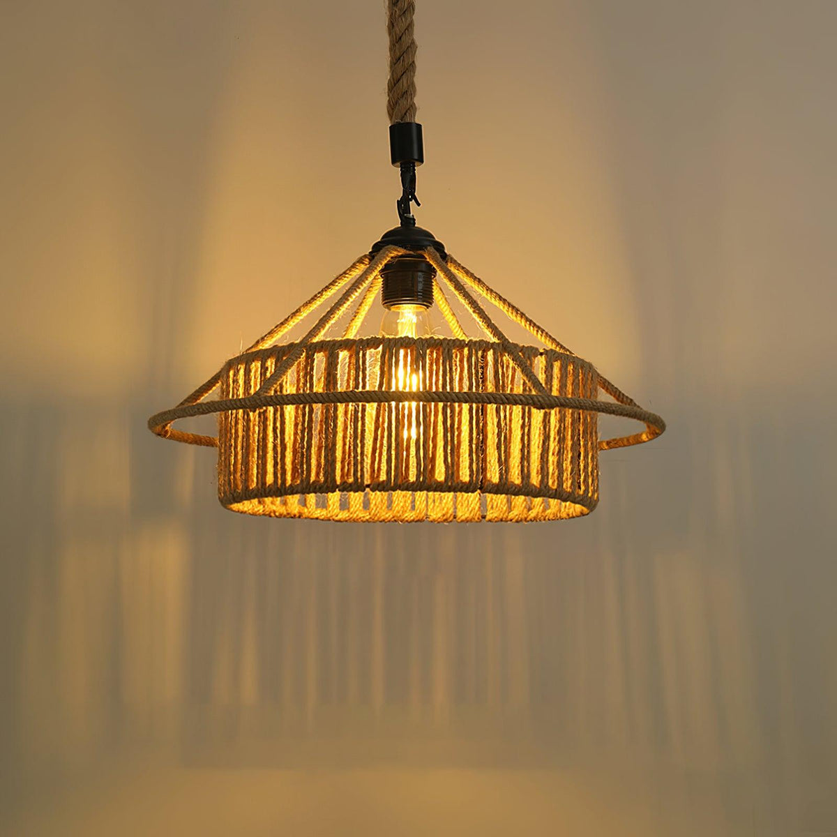 Yavmis Retro Hanfseil exquisite Pendelleuchte