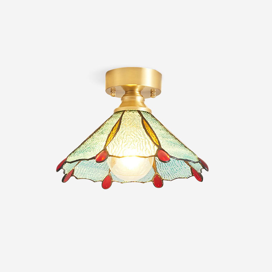 Nexo Tiffany-Stil-Deckenleuchte mit farbigem Bleiglas-Lampenschirm