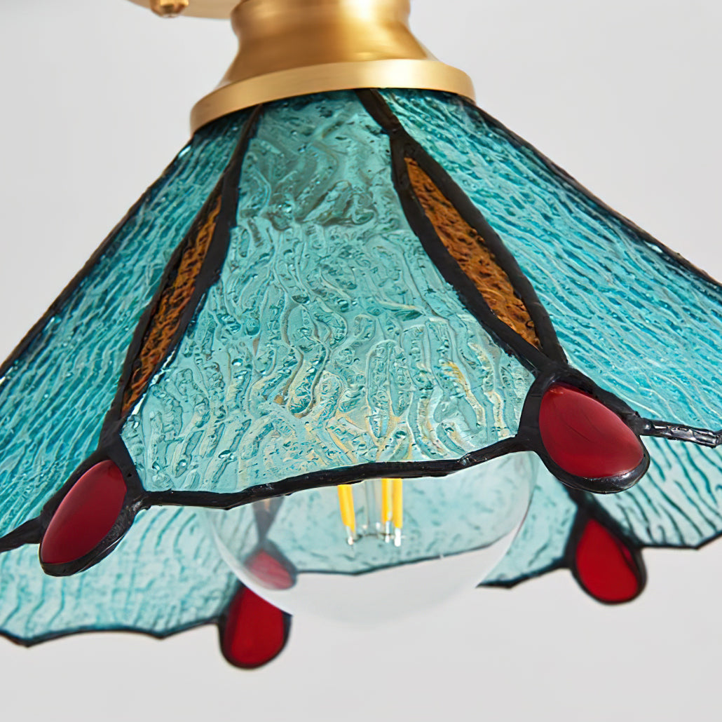 Nexo Tiffany-Stil-Deckenleuchte mit farbigem Bleiglas-Lampenschirm