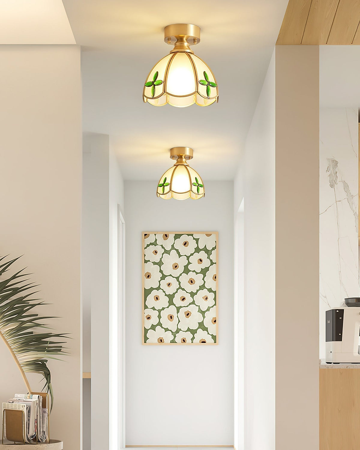 Nexo Tiffany-Stil-Deckenleuchte mit farbigem Bleiglas-Lampenschirm