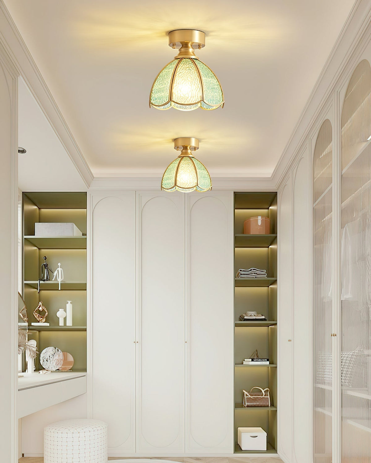 Nexo Tiffany-Stil-Deckenleuchte mit farbigem Bleiglas-Lampenschirm