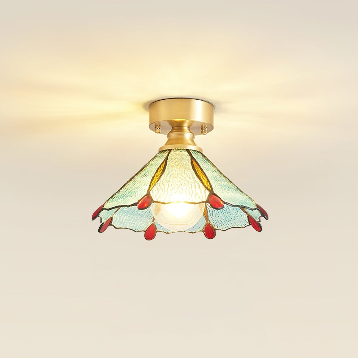 Nexo Tiffany-Stil-Deckenleuchte mit farbigem Bleiglas-Lampenschirm