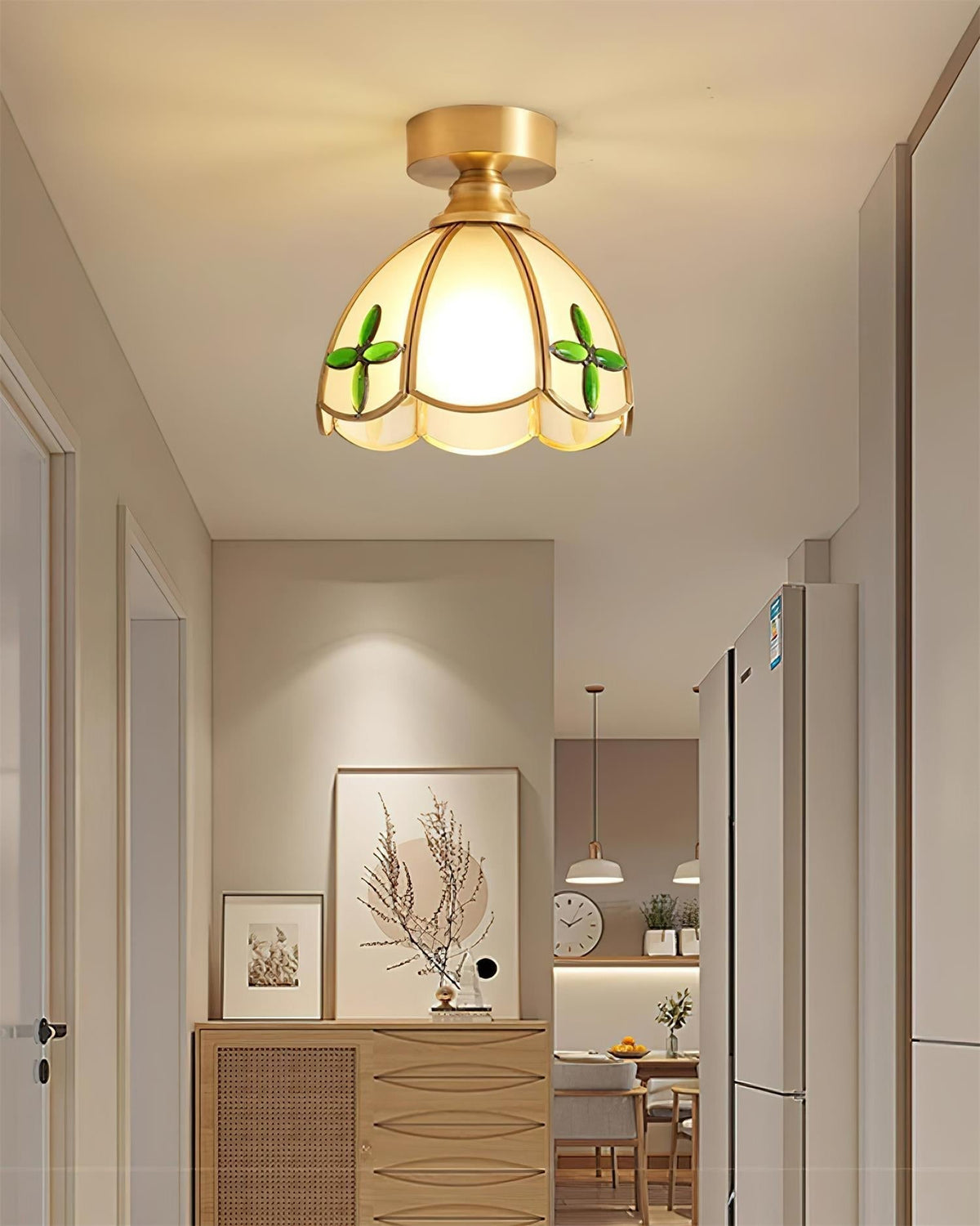 Nexo Tiffany-Stil-Deckenleuchte mit farbigem Bleiglas-Lampenschirm