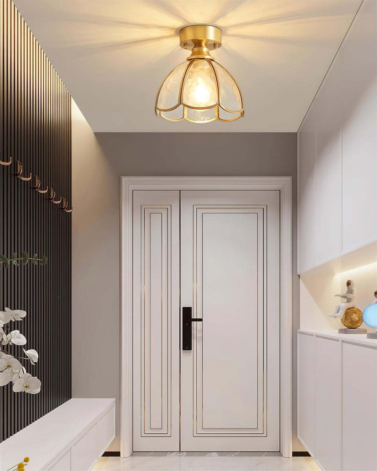 Nexo Tiffany-Stil-Deckenleuchte mit farbigem Bleiglas-Lampenschirm