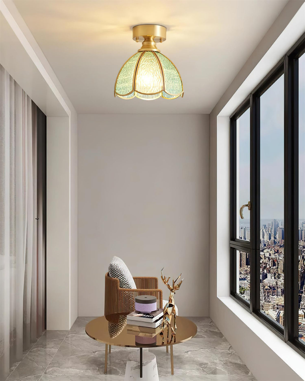 Nexo Tiffany-Stil-Deckenleuchte mit farbigem Bleiglas-Lampenschirm