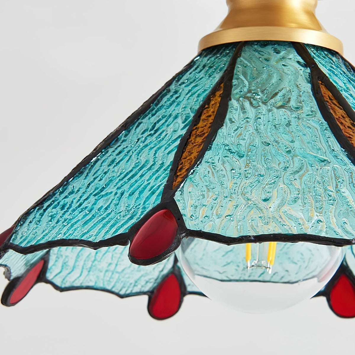 Nexo Tiffany-Stil-Deckenleuchte mit farbigem Bleiglas-Lampenschirm