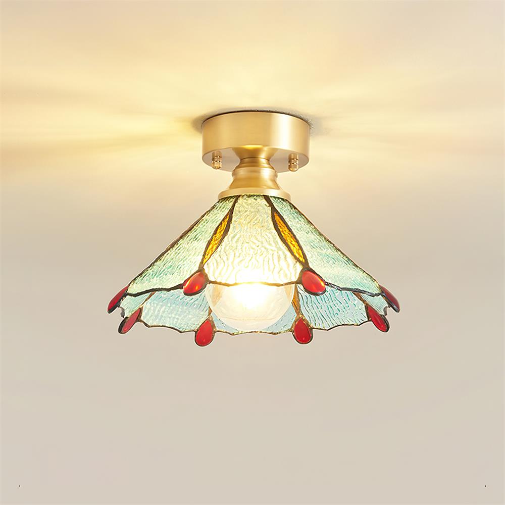 Nexo Tiffany-Stil-Deckenleuchte mit farbigem Bleiglas-Lampenschirm