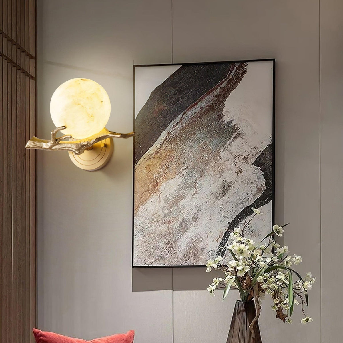 Erixa Retro Twigs Messing Marmor Wandleuchte