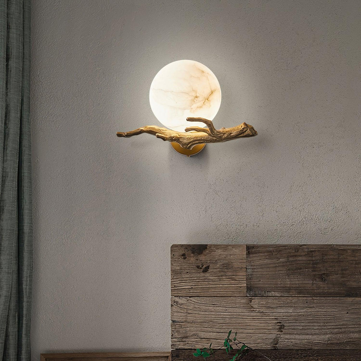 Erixa Retro Twigs Messing Marmor Wandleuchte