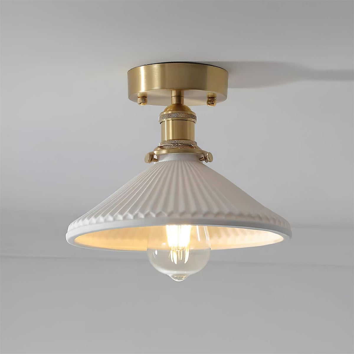 Belmont Vintage Messing & Keramik Deckenleuchte