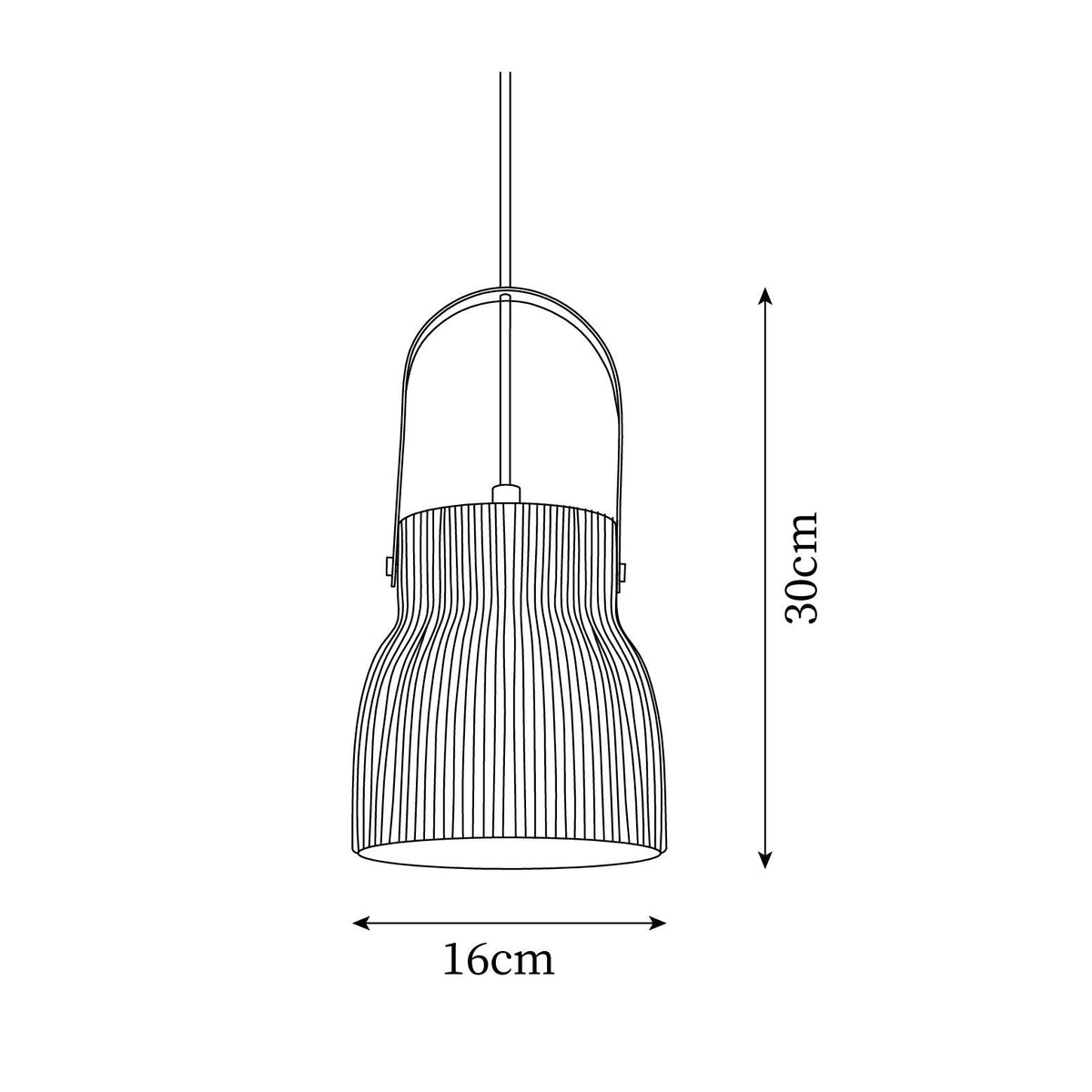 Pendelleuchte Ribbed Weiß Keramik mit Messinggriff