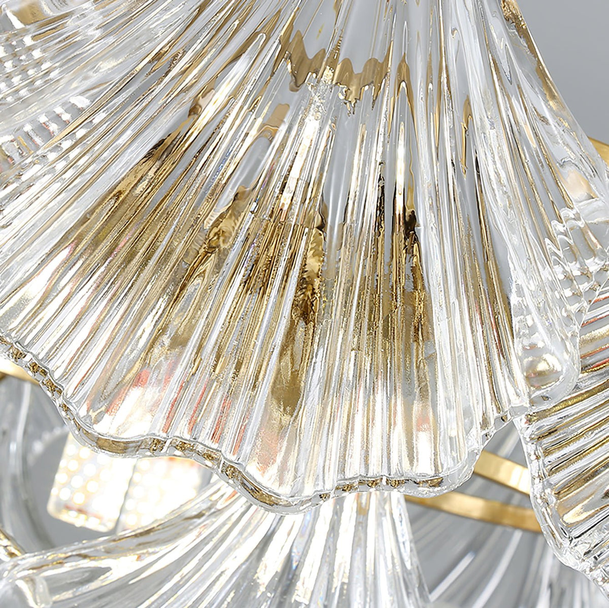 Veluaya Deckenleuchte Rippen-Schalenglas Gold