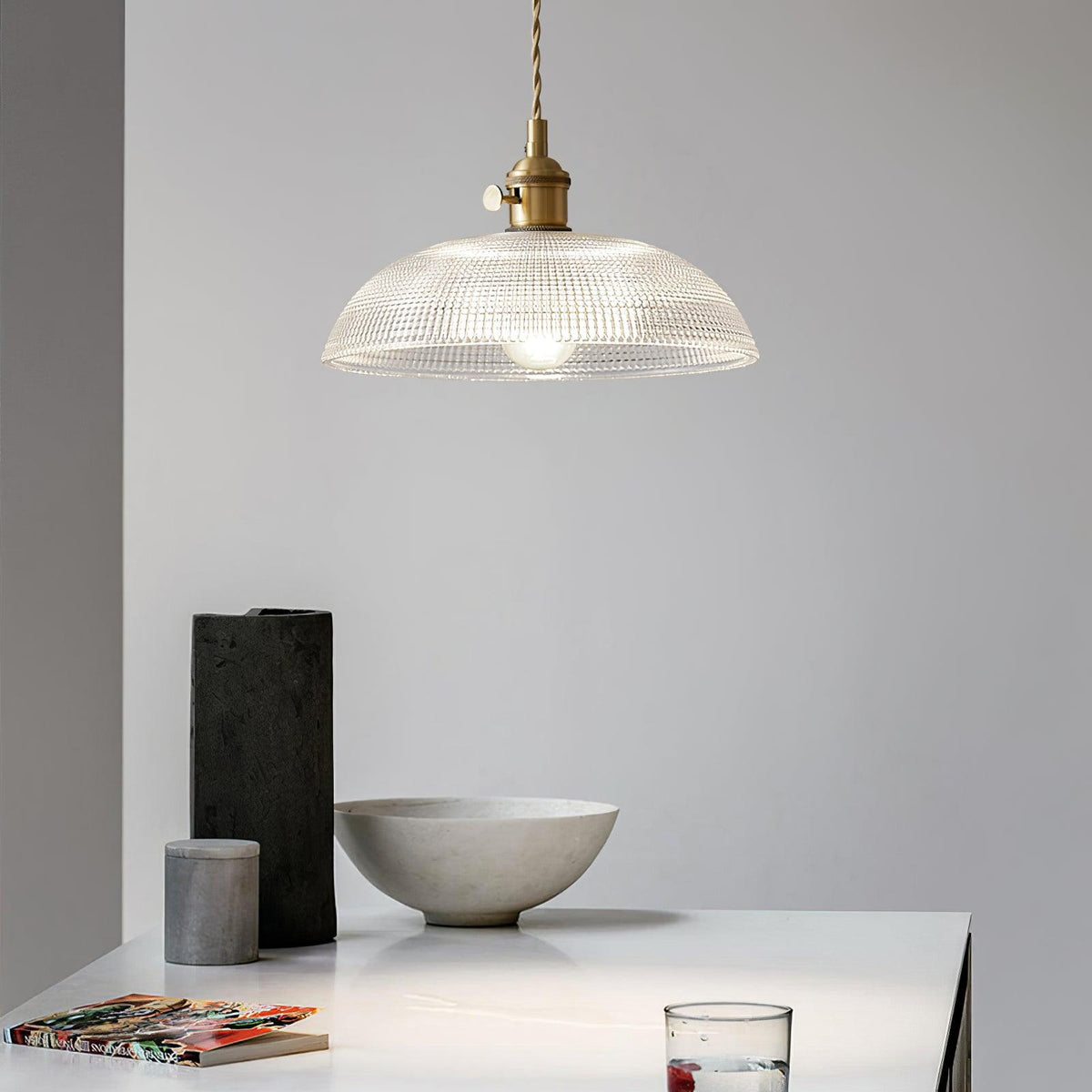 Crinel Messing- & Glas-Pendelleuchte