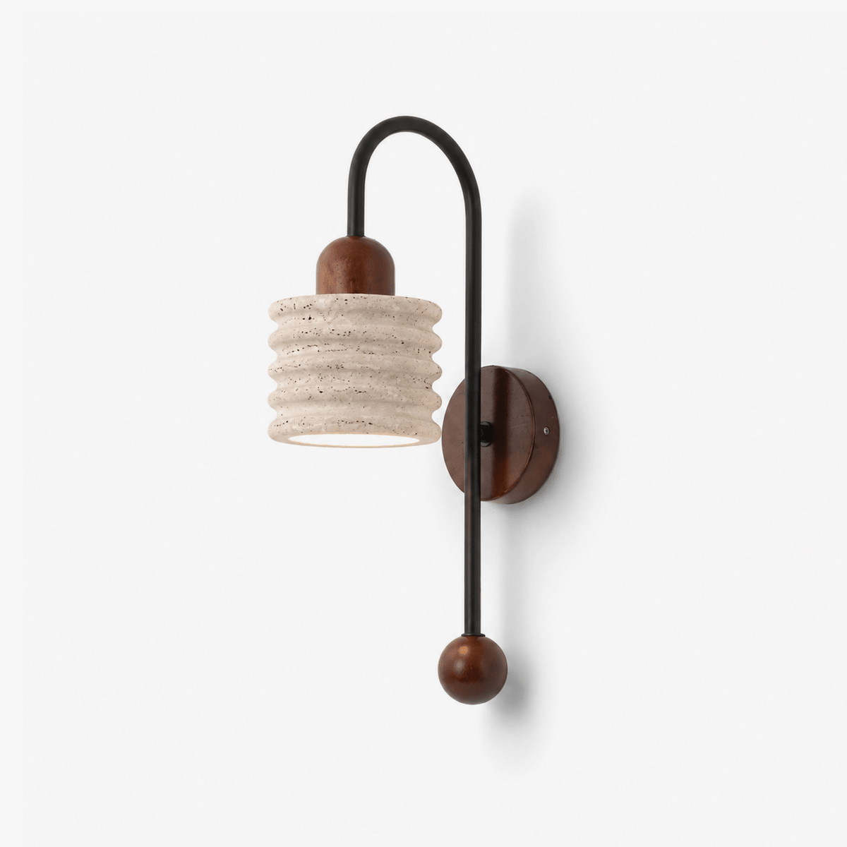Ribbed Travertine Arc Wandleuchte