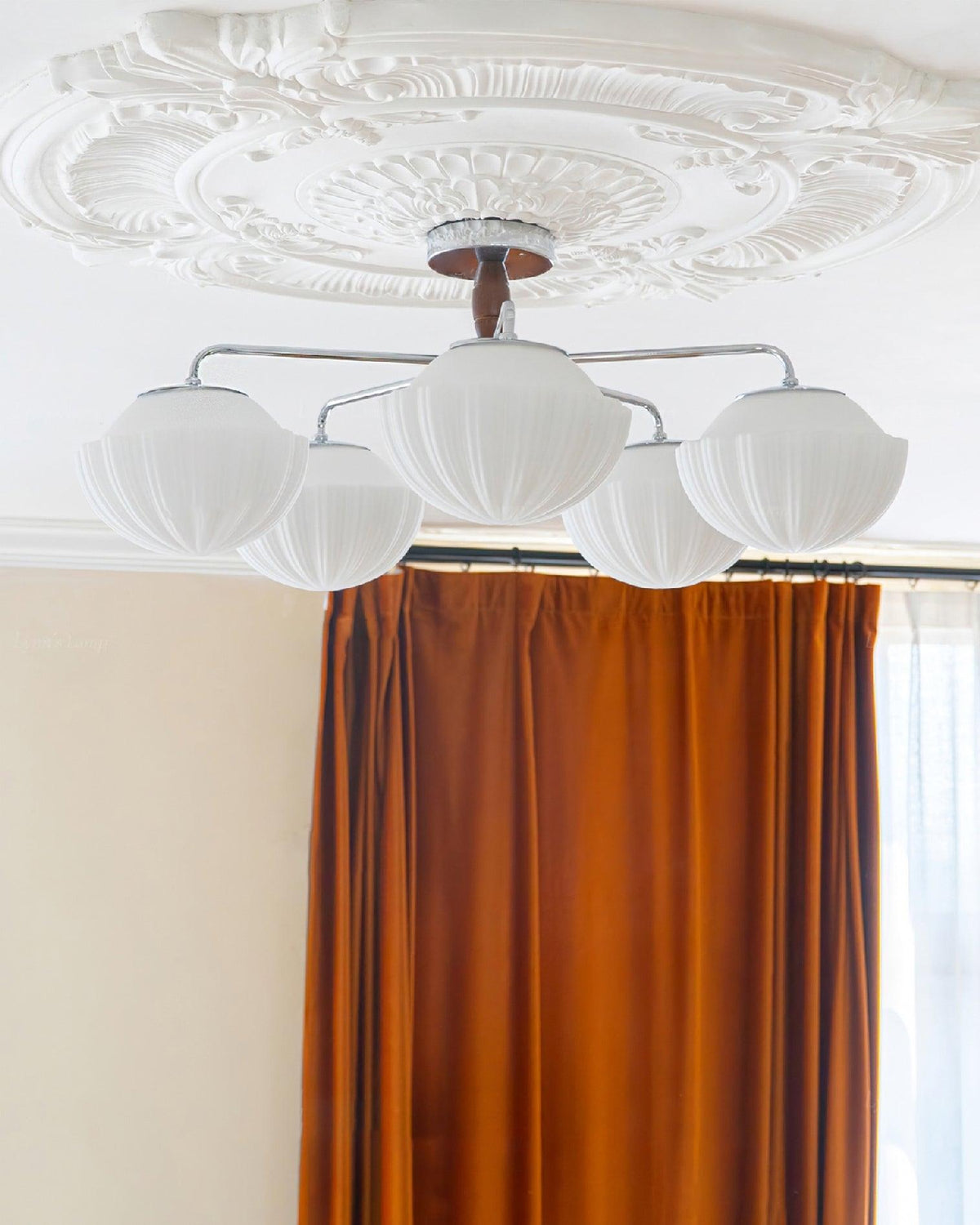 Rinivian Kronleuchter Retro Glas Chrom Holz