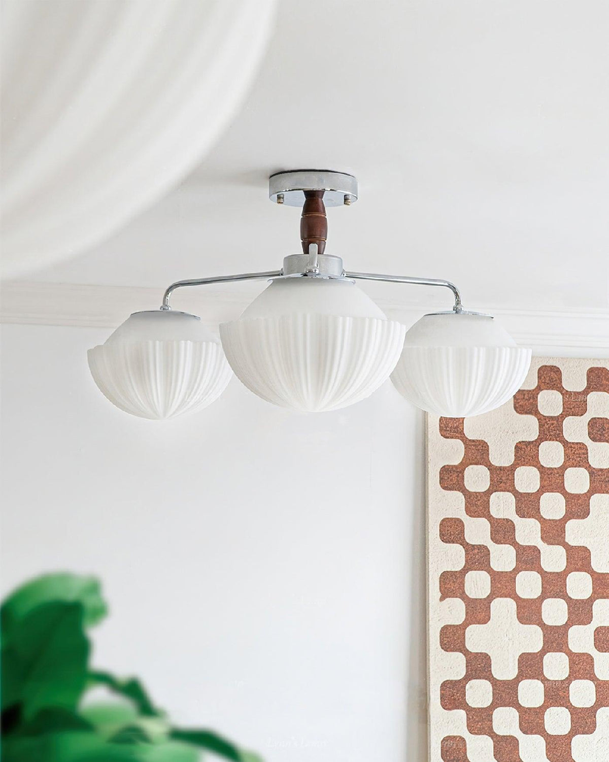 Rinivian Kronleuchter Retro Glas Chrom Holz