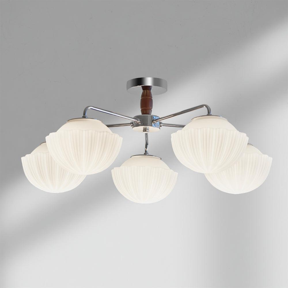 Rinivian Kronleuchter Retro Glas Chrom Holz